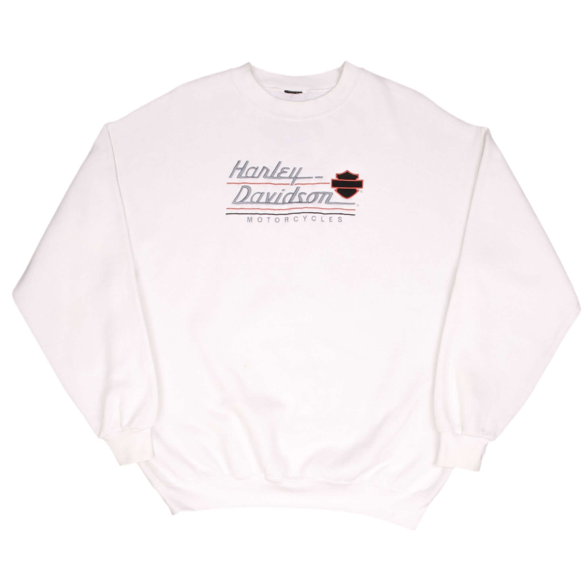Vintage Harley Davidson Dubuque, Iowa Embroidered 1990S White Sweatshirt Size XL Made In Usa