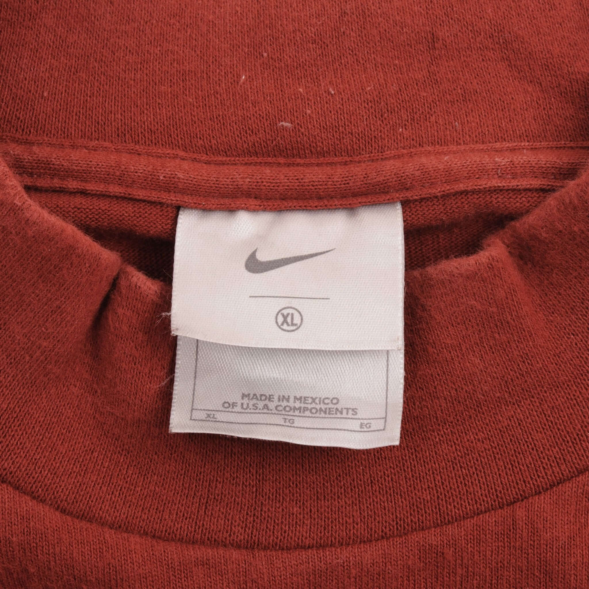 Vintage Nike Long Sleeve Turtle Neck Red Burgundy Heavy Weight Tee Shirt 2000S Size XL