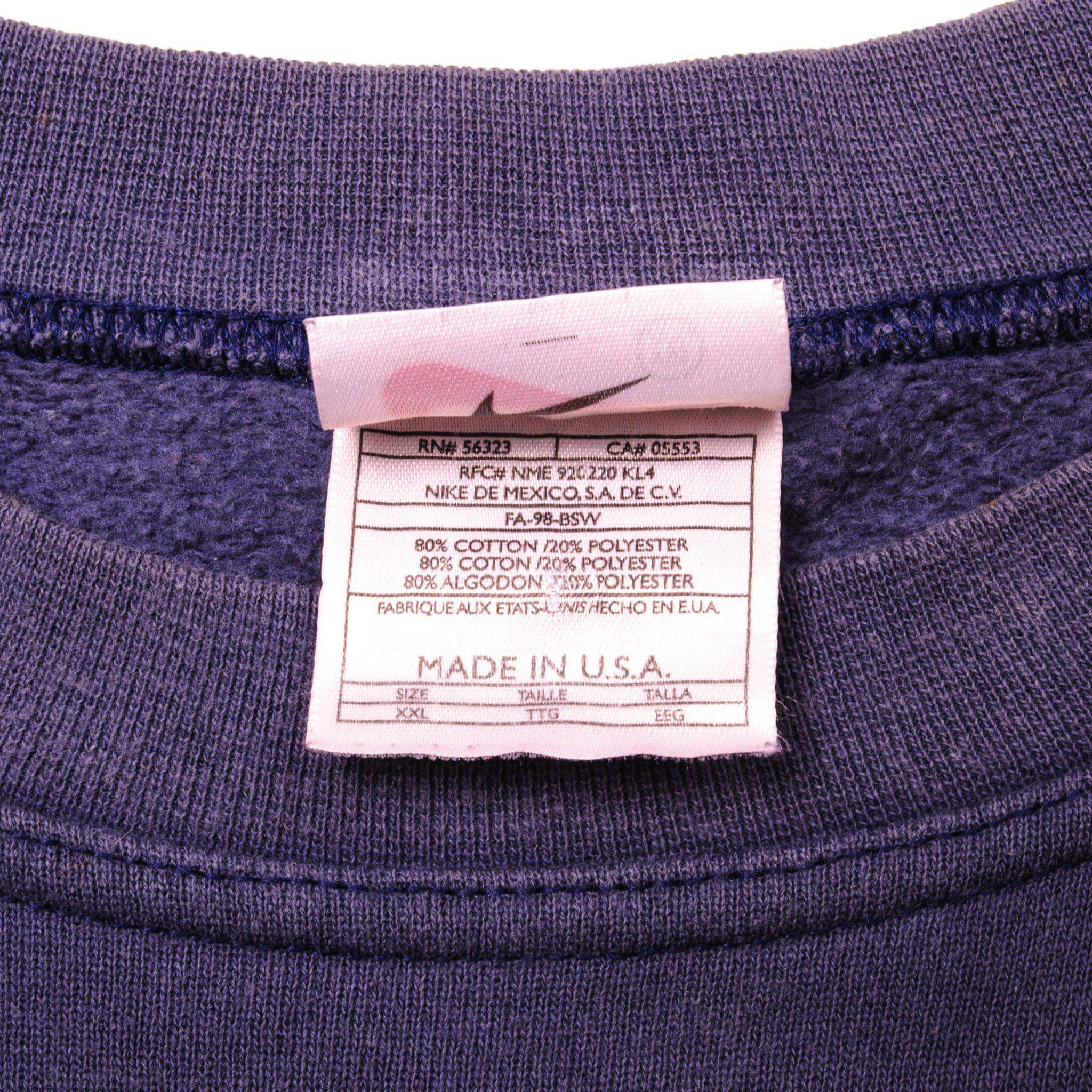 VINTAGE NIKE PURPLE SWEATSHIRT LATE 90s SIZE 2XL MADE IN USA