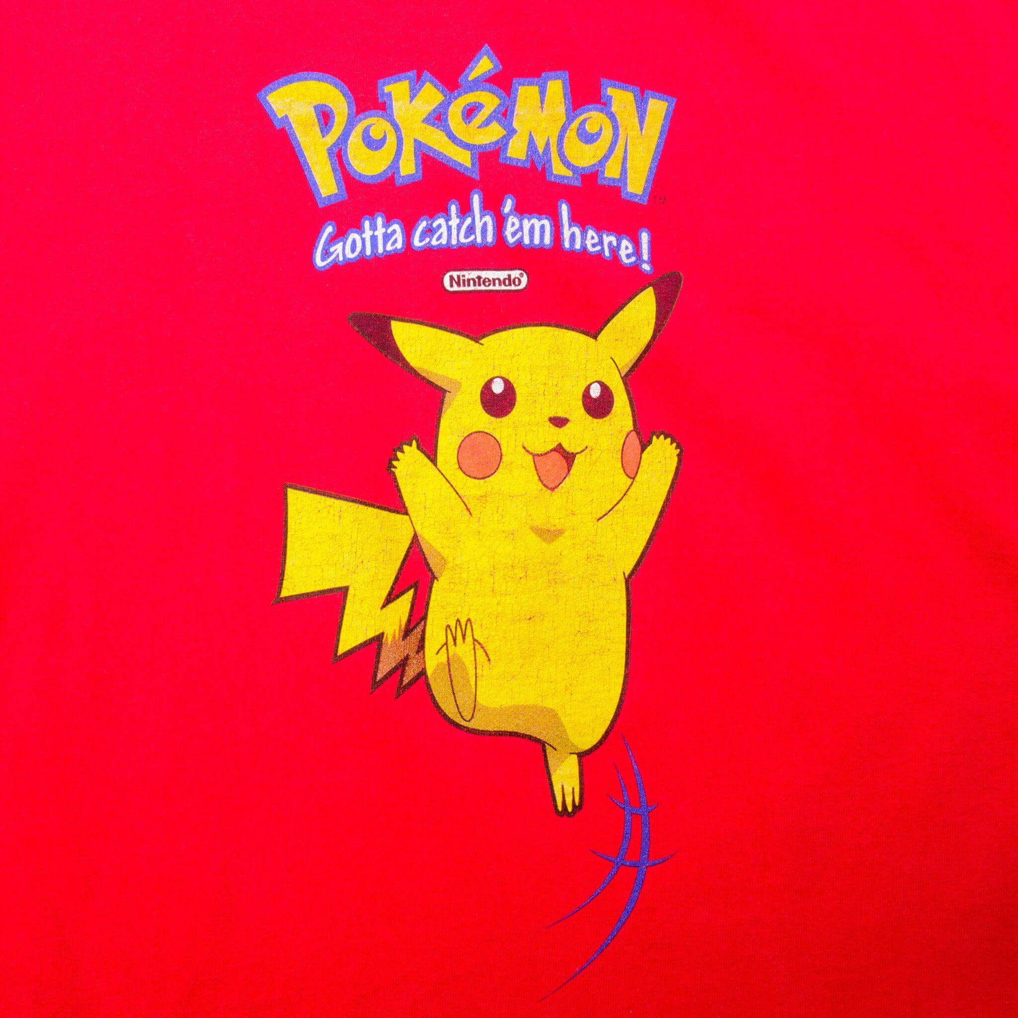 Vintage Pink Nintendo Pokemon With Pikachu From Burger King Big Kids Meal 1990s T-Shirt Size XXL