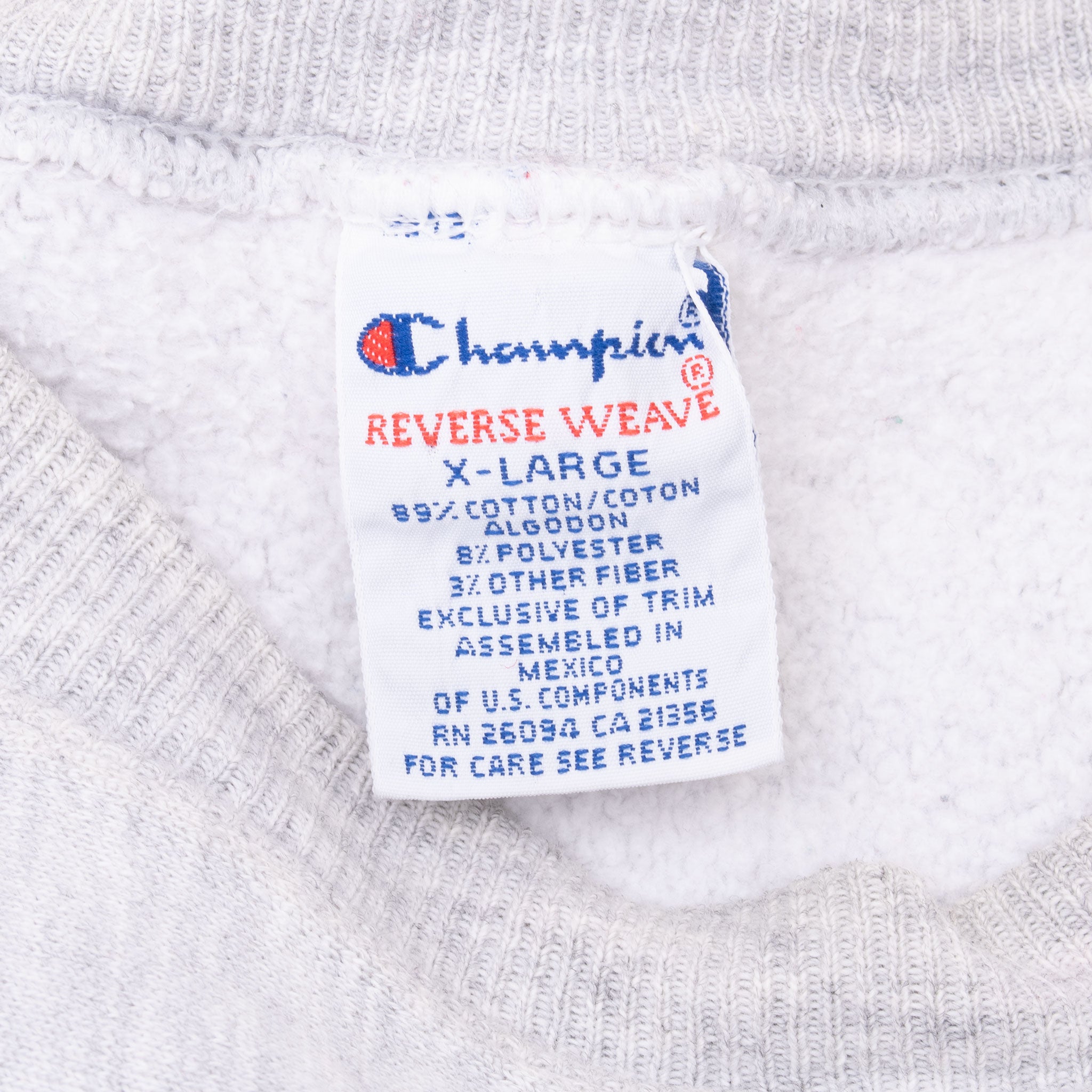 Vintage Champion Reverse Weave Uconn Crewneck Grey Sweatshirt 1990S Size XL