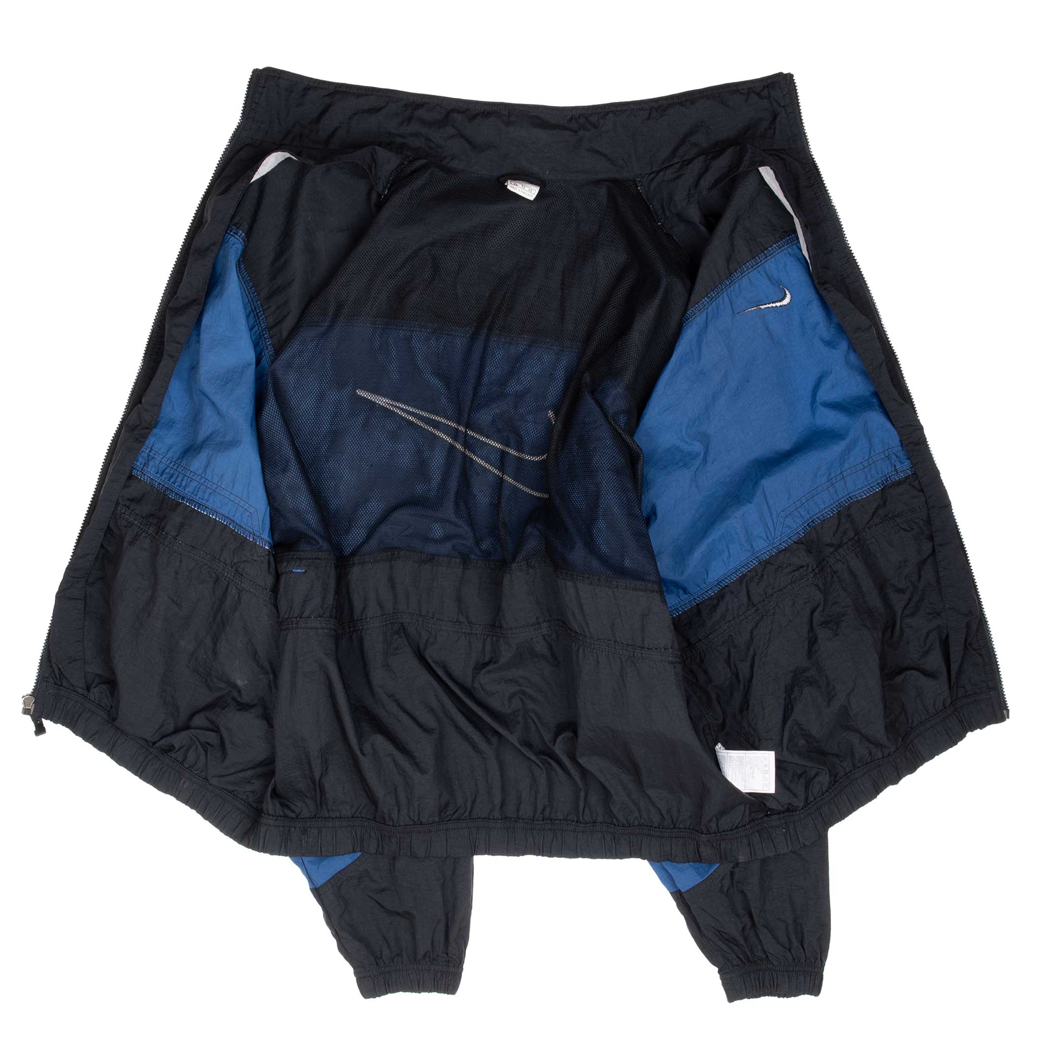 Vintage Nike Big Swoosh Blue And Black Windbreaker Jacket 1990S Size XL