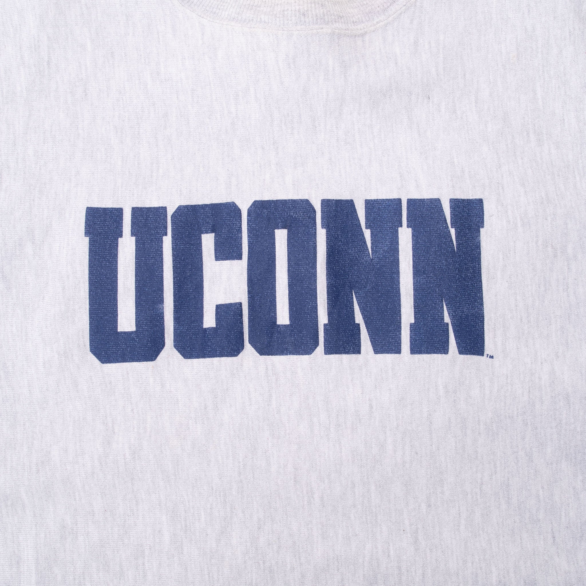 Vintage Champion Reverse Weave Uconn Crewneck Grey Sweatshirt 1990S Size XL