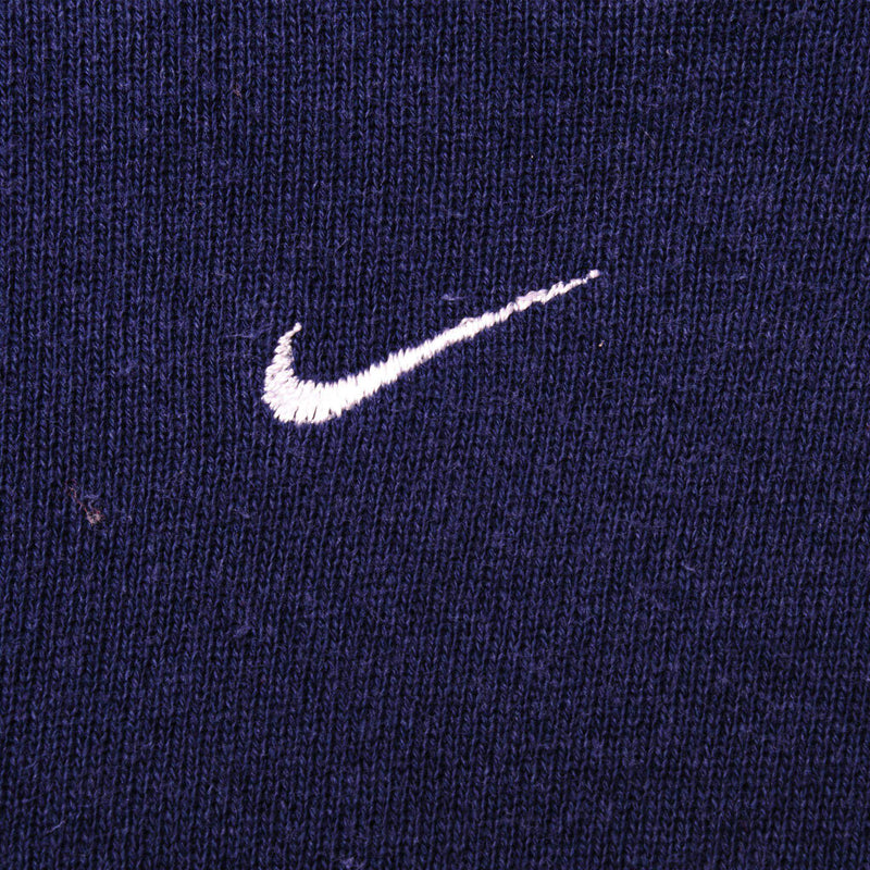 VINTAGE NIKE BLUE MIDDLE SWOOSH HOODIE SWEATSHIRT 1990S SIZE LARGE MADE IN USA