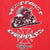 Close-up of back print with biker, motorcycle, West Coast Choppers cross, and Long Beach text