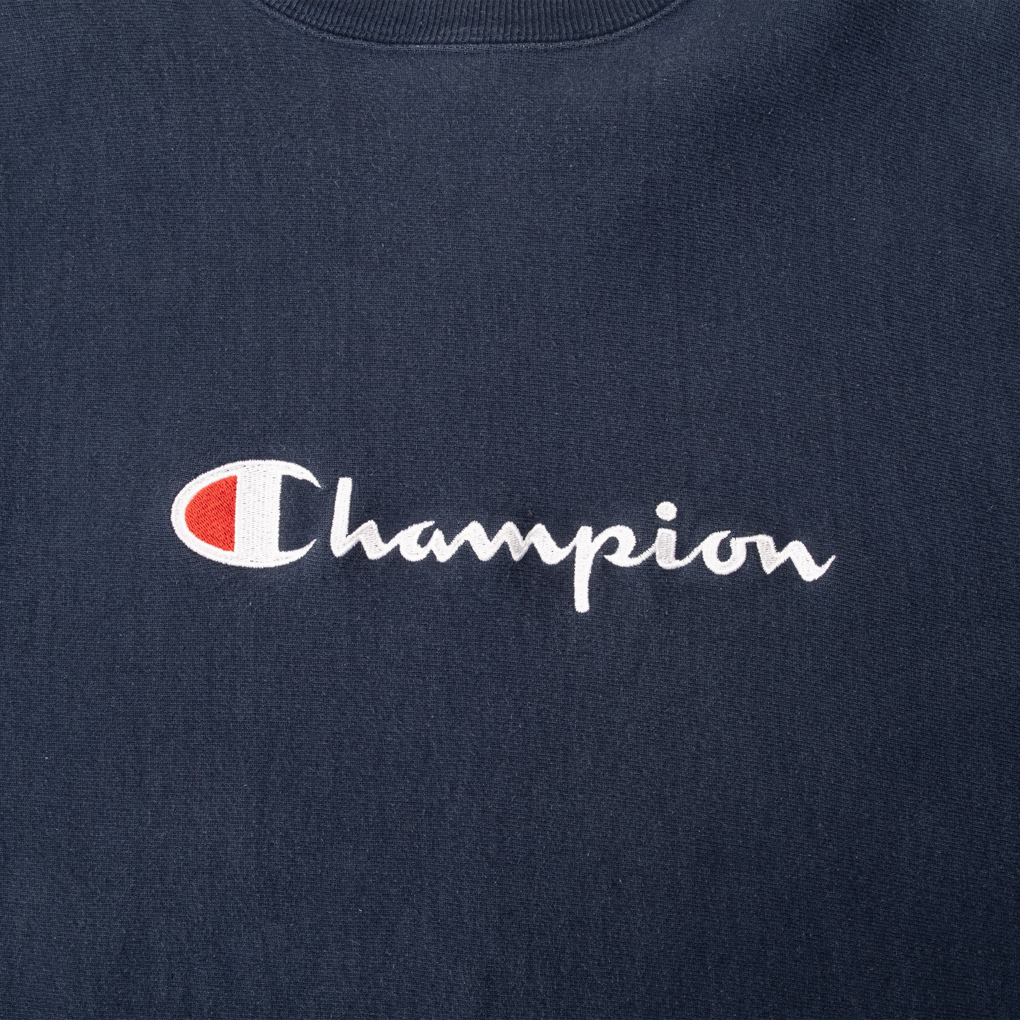 Vintage Champion Reverse Weave Spellout Blue Sweatshirt 1990S Size Large Made In Usa