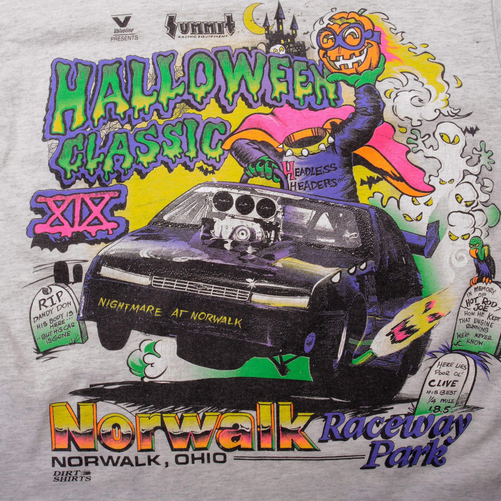 Vintage Racing Halloween Classic Norwalk Raceway Park Tee Shirt 80s Size M With Single Stitch Sleeves Made in USA