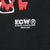 Close-up of white ECW Extreme Championship Wrestling logo printed on black fabric