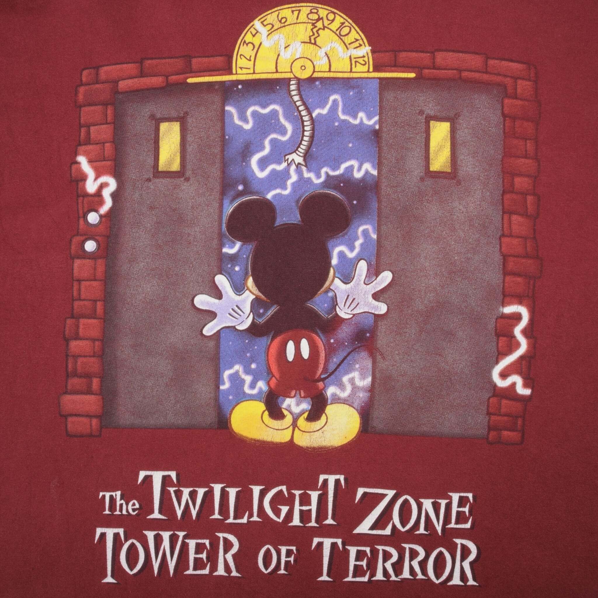 Vintage Disney The Twilight Zone Tower Of Terror With Mickey Mouse Tee Shirt 1990S Size 2XL Made In USA