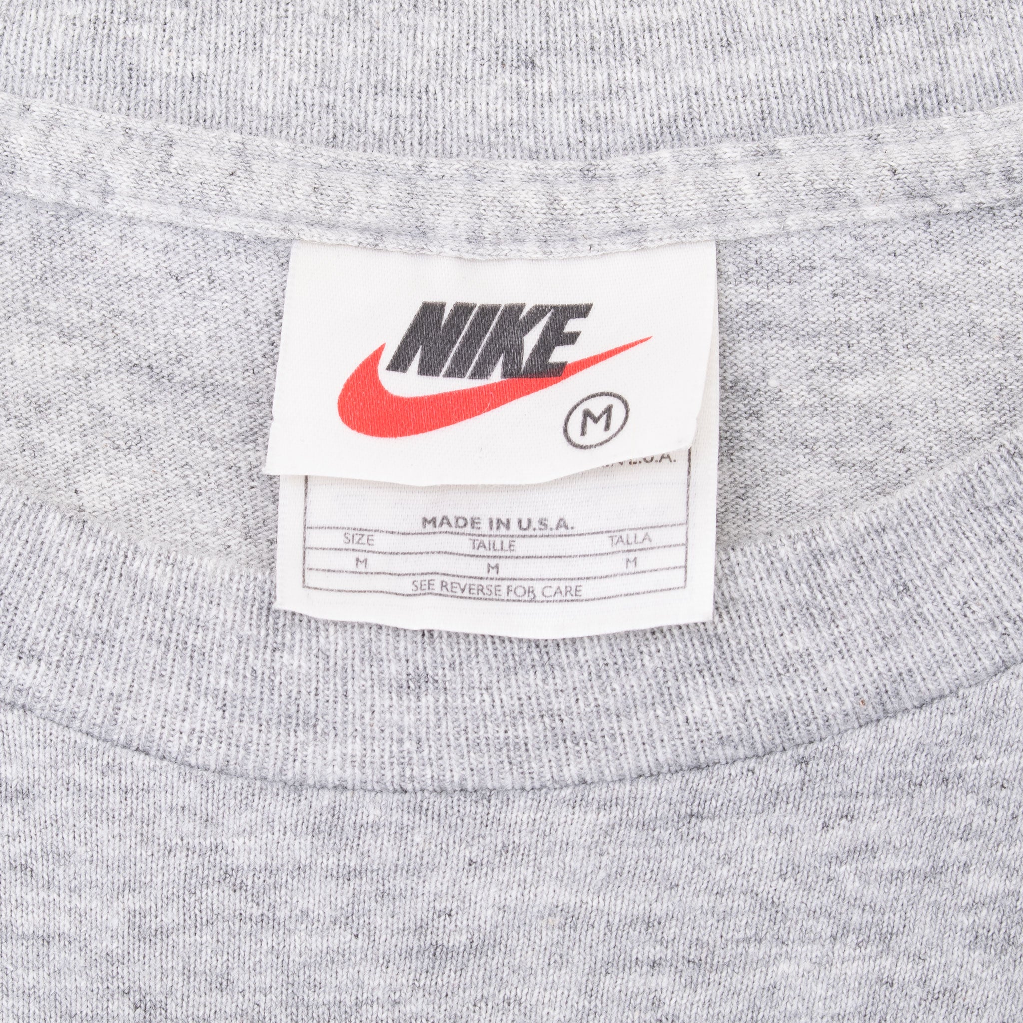 Vintage Nike Classic Swoosh Grey Tee Shirt 1990S Size Medium Made In Usa