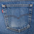 Close-up of Levi's back pocket with arcuate stitching and red tab