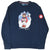 Full front of navy Ralph Lauren long-sleeve shirt with Polo Bear ski graphic and ribbed cuffs