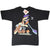 Full front view of black Looney Tunes T-shirt with Wile E. Coyote and Road Runner graphic