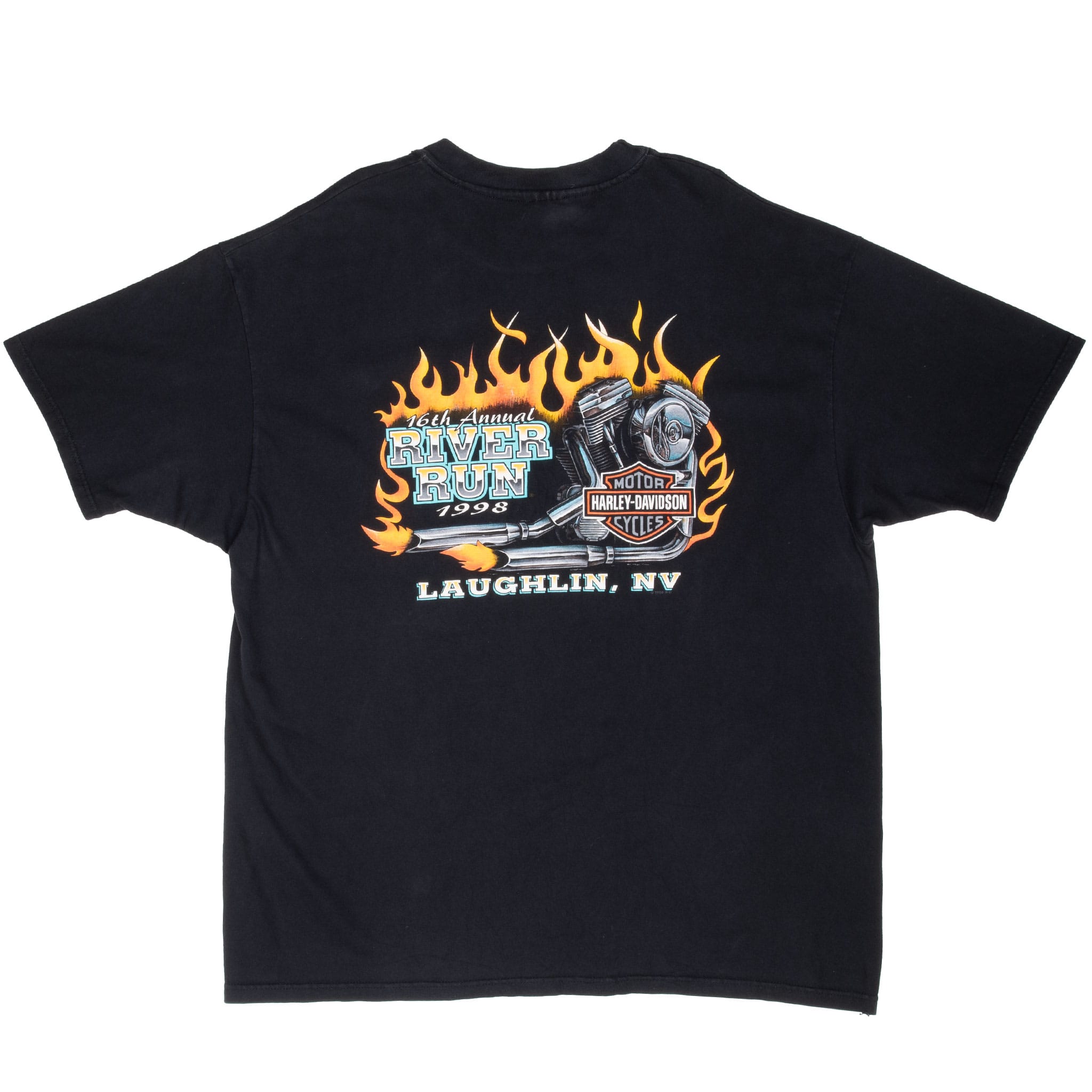 Vintage Harley Davidson Laughlin River Run 16Th Anniversary 1998 Tee Shirt Size 2XL Made In USA