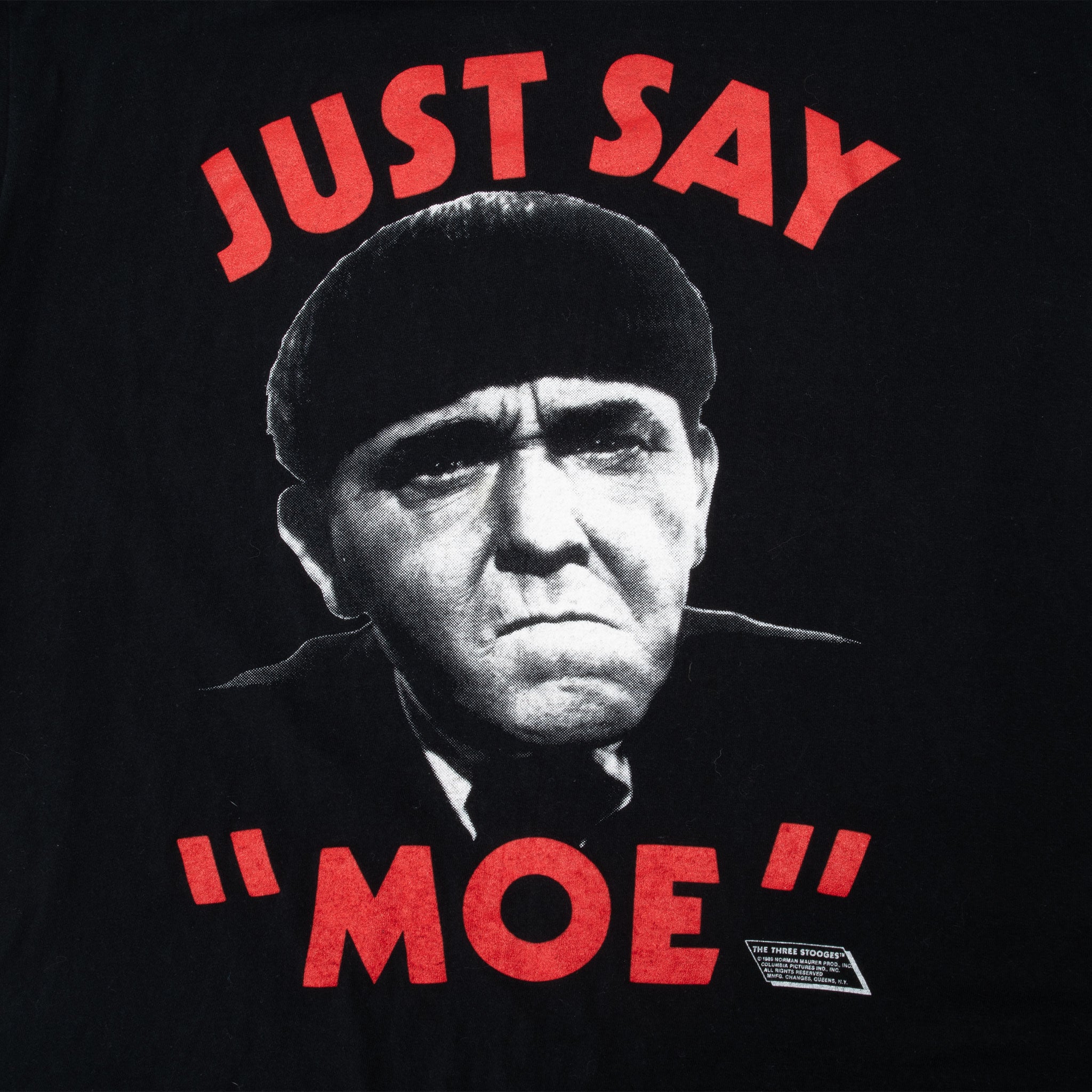 Vintage The Three Stooges Just Say Moe Tee Shirt 1988 Size Large Made In Usa With Single Stitch Sleeves