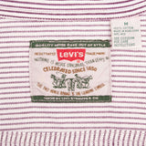 Vintage Levis Denim Purple While Striped Pocket Shirt 1990S Size Medium
