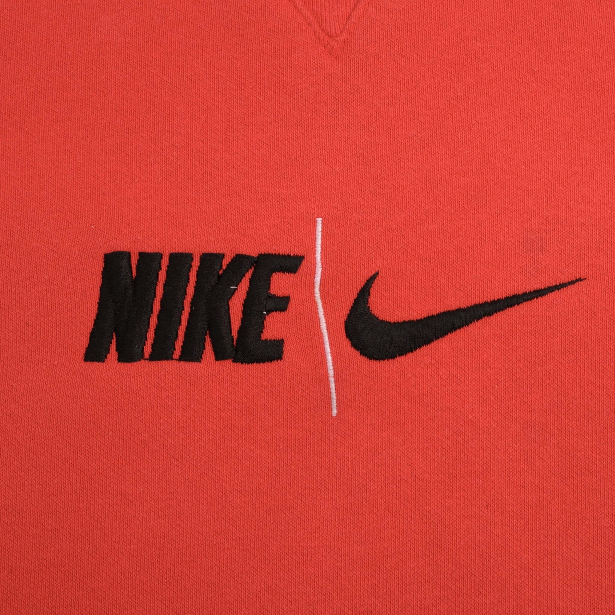 Vintage Nike Spellout Swoosh Red Sweatshirt 1990S Size XL