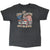Full front view of charcoal Harley-Davidson T-shirt with motorcycle and American flag print