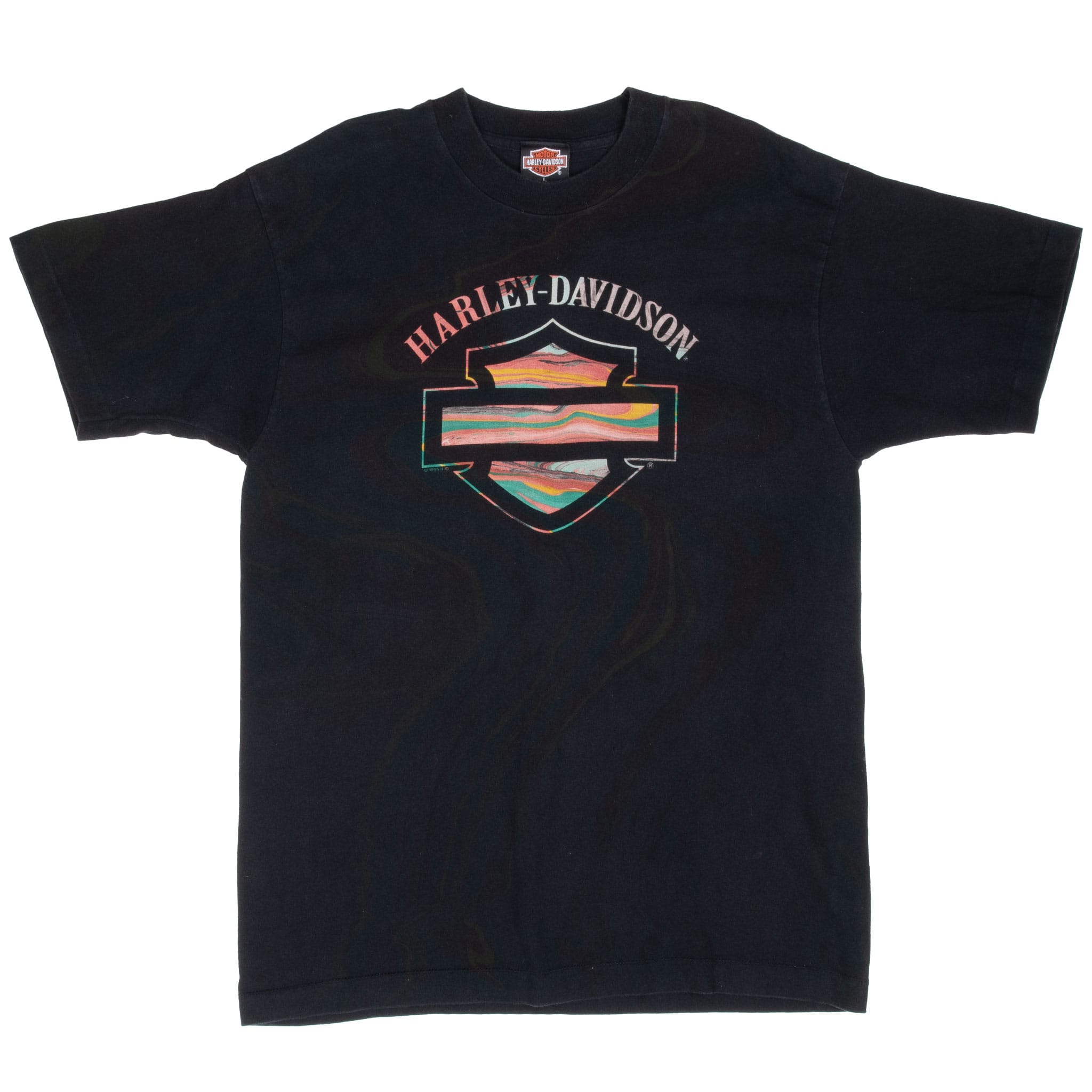 Vintage Harley Davidson Calgary Alberta Tie Dye Tee Shirt 1995 Large Made In Usa With Single Stitch Sleeves