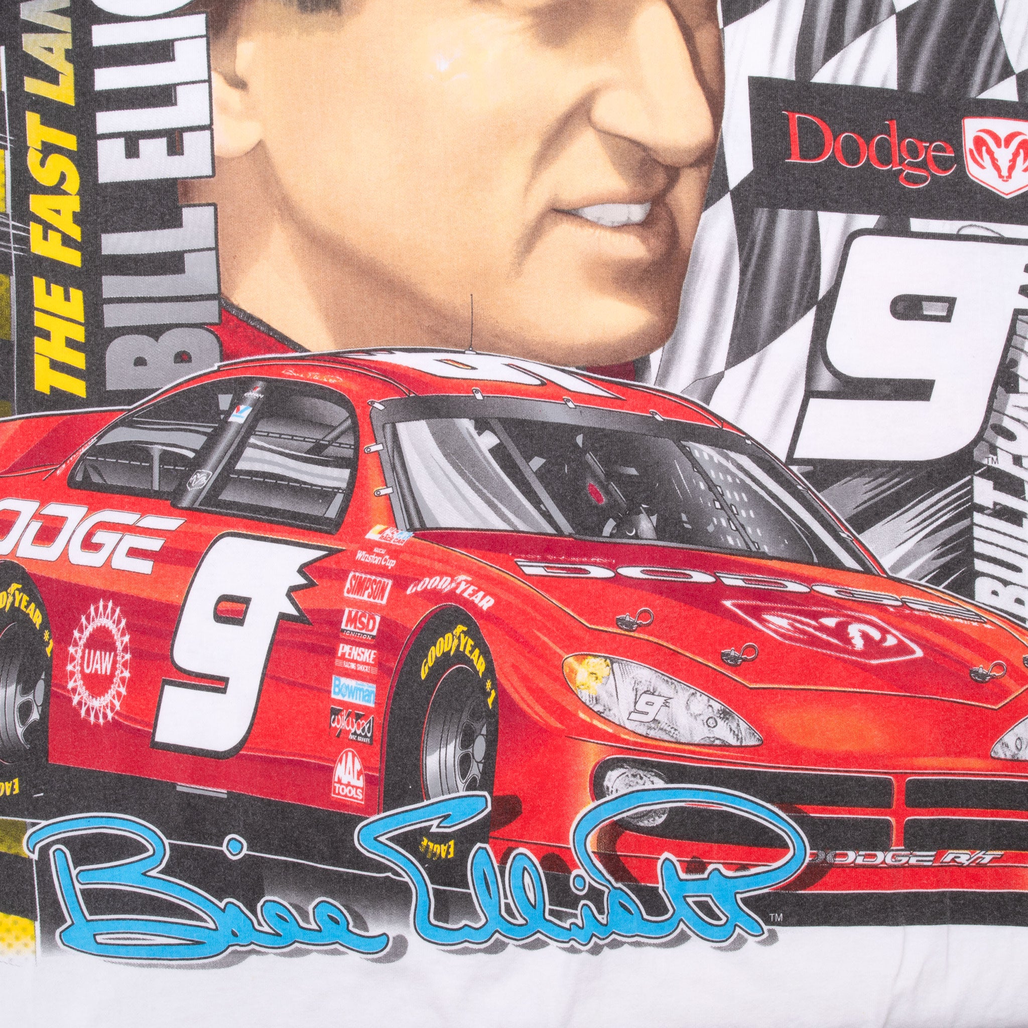 Vintage Nascar Bill Elliott 2001 All Over Print Tee Shirt Size XL