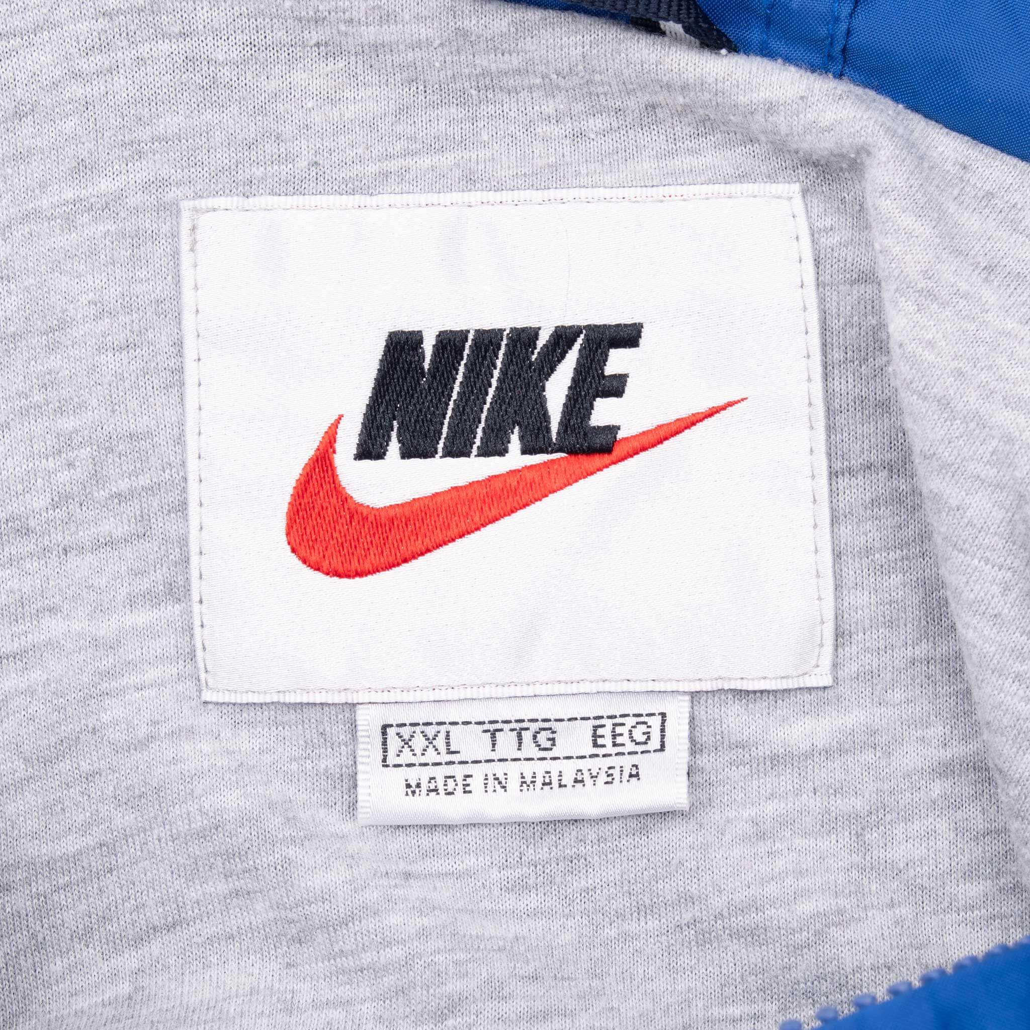 VINTAGE NIKE BLUE WINDBREAKER HOODED JACKET 1990S 2XL