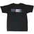 Full front view of black Harley-Davidson T-shirt with American Pride flag graphic