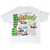 Back of white Knoxville Nationals T-shirt with sprint cars, winners list, and decade graphics
