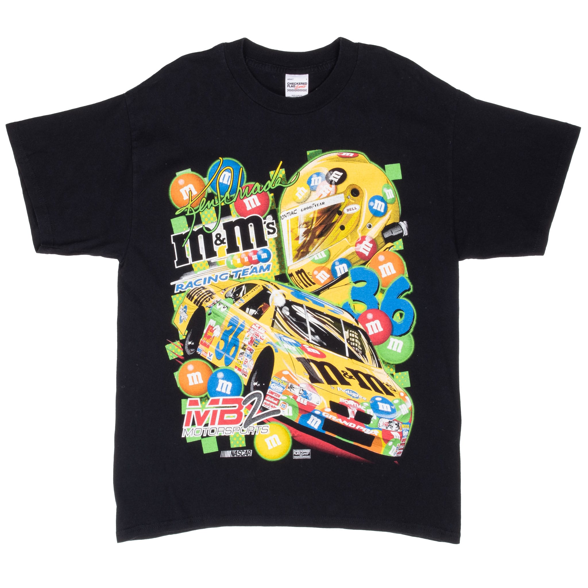 Vintage Nascar Ken Shrader #36 M&Ms 2002 Tee Shirt Size Large