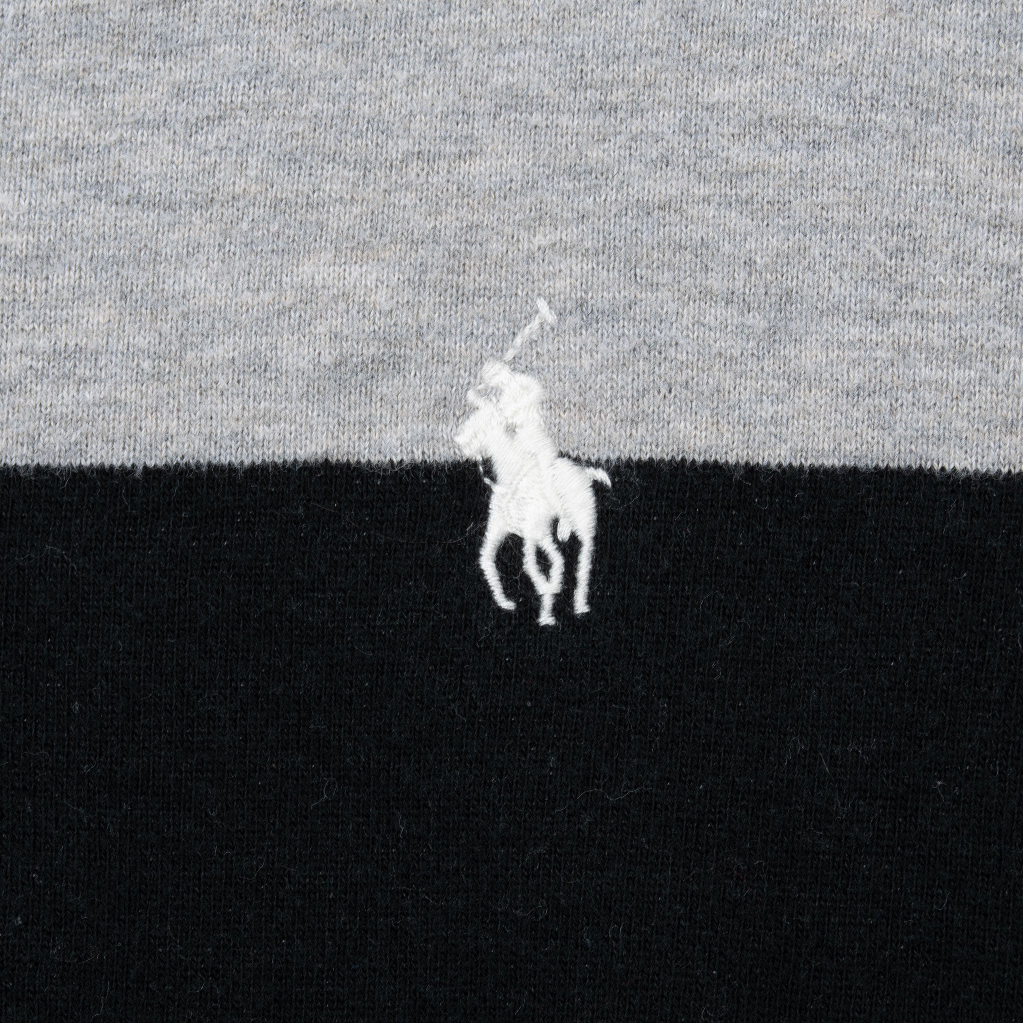 Vintage Polo Ralph Lauren Grey Black Striped Rugby Hoodie Sweatshirt 1990S Size XL