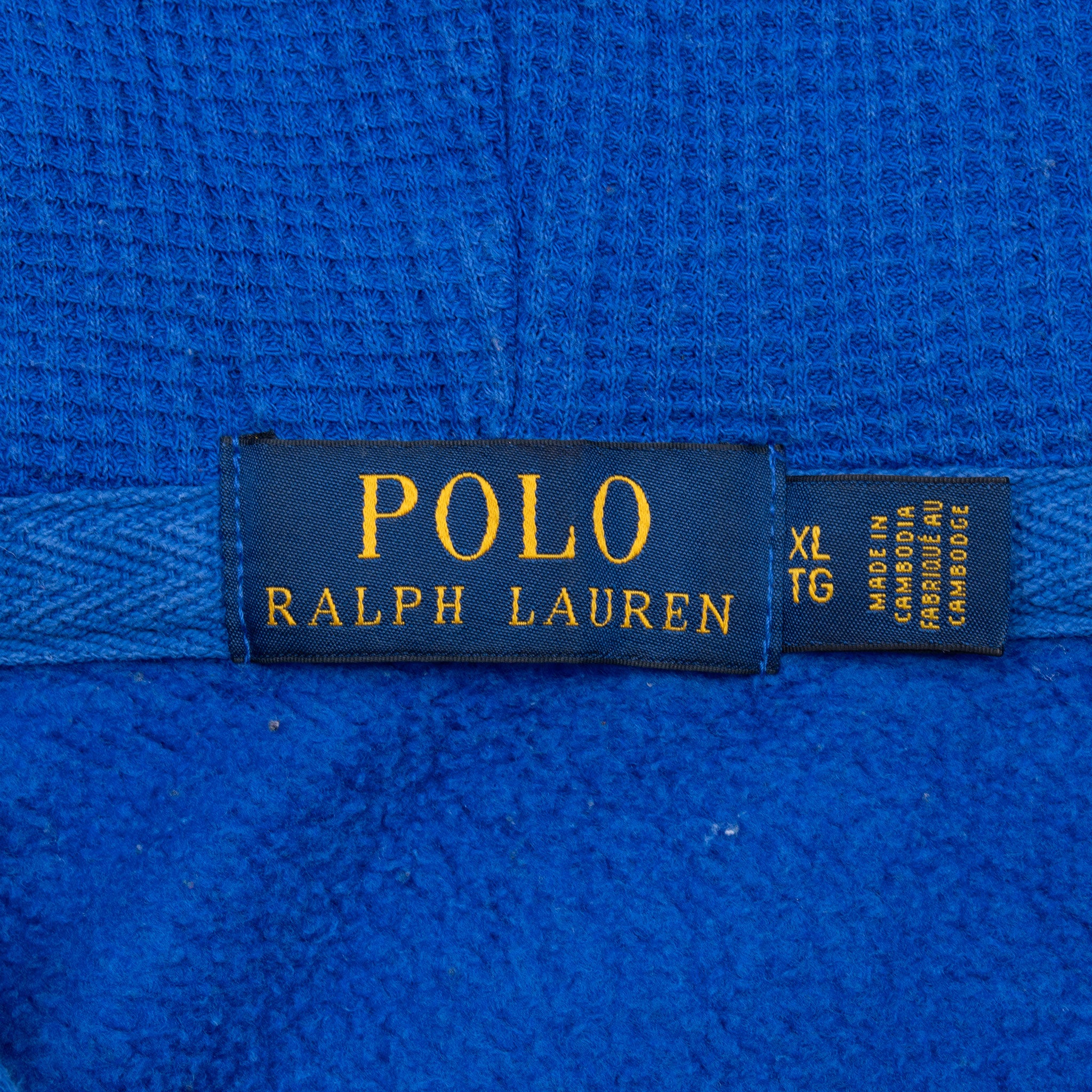 Vintage Ralph Lauren Full Zip Classic Blue Hoodie Sweatshirt 1990S Size XL