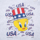 Vintage Looney Tunes Tweety 4th of July Usa Hoodie Sweatshirt 1995 Size XL Made In Usa