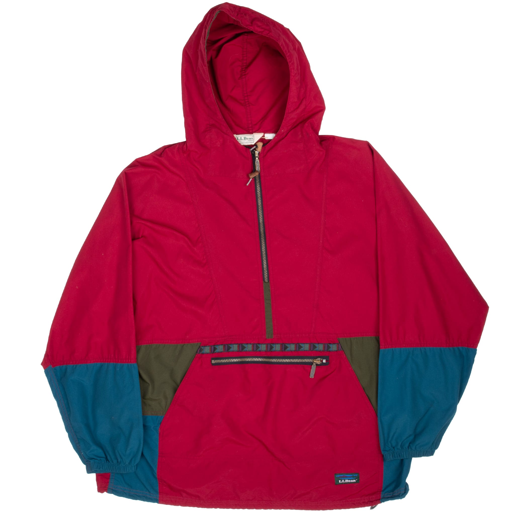 Vintage Ll Bean Hooded Pullover Windbreaker Jacket 1990S Size Large Made In Usa