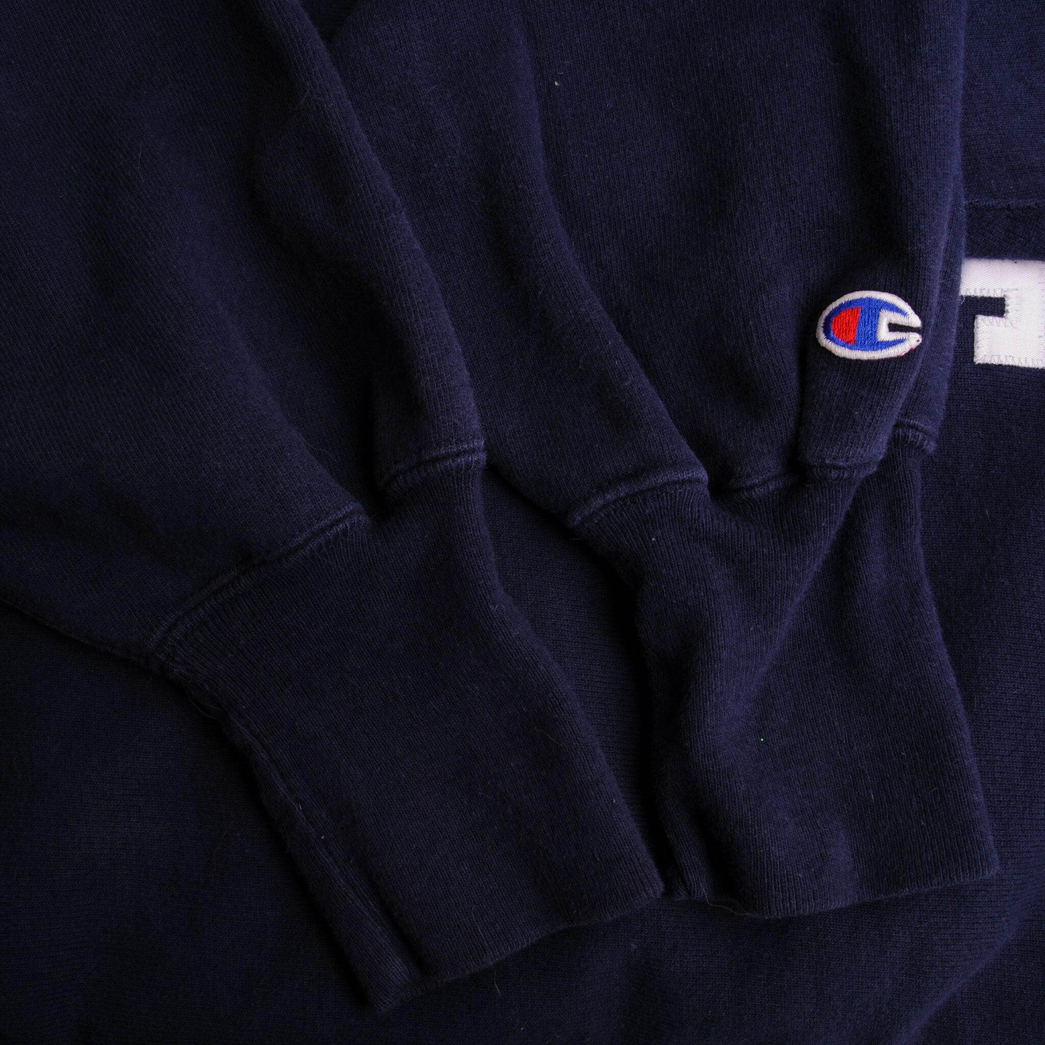Vintage Black Champion  Reverse Weave Paramount Crewneck Sweater 90S Size XLarge. Made In USA.