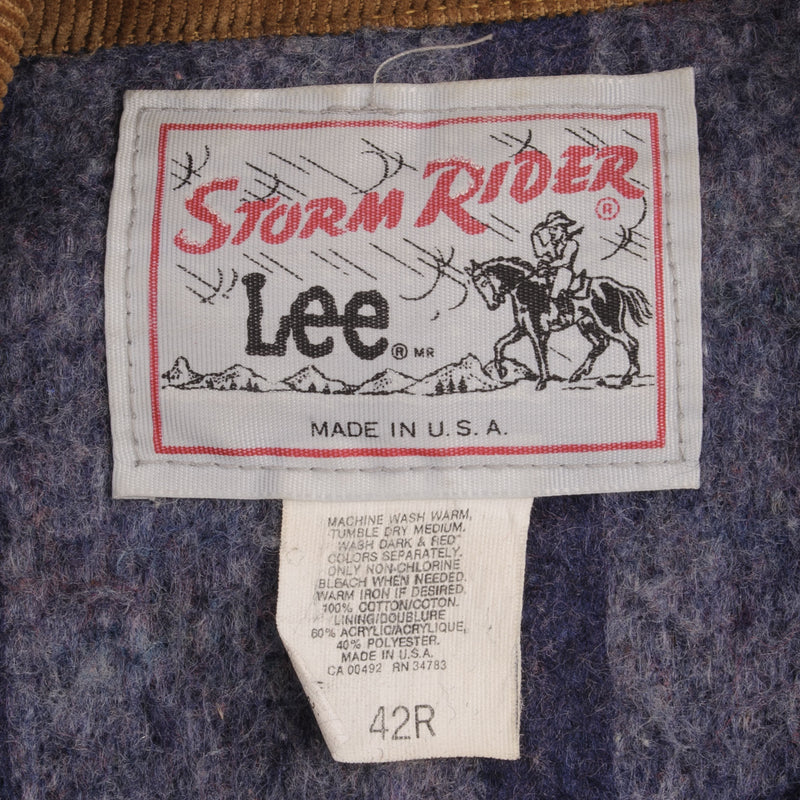 Vintage Lee Storm Rider Blanket Lined Jacket With Corduroy Collar 1980s Size 42R Made In Usa