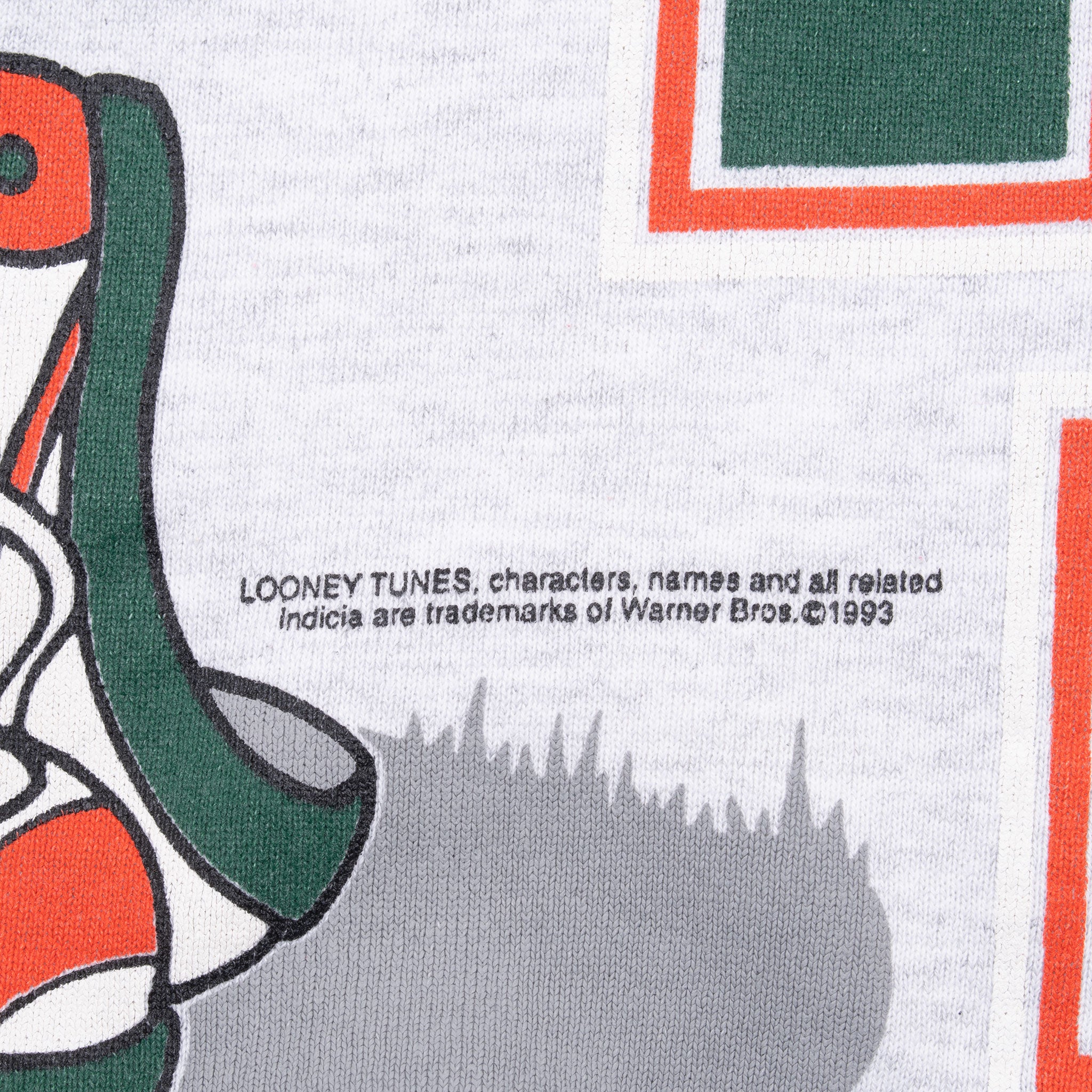 Vintage Ncaa Miami Hurricanes Buggs Bunny Sweatshirt 1993 Size XL Made In Usa