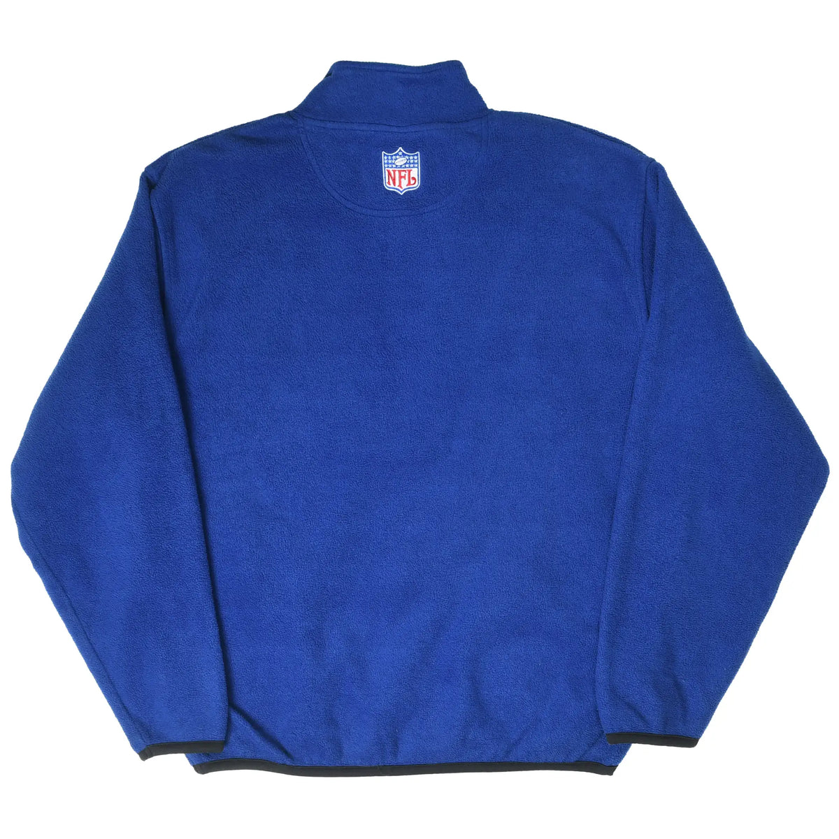 Back of blue Seattle Seahawks fleece jacket with small NFL shield below the collar