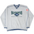 Full front view of gray Seattle Seahawks V-neck sweatshirt with embroidered logo
