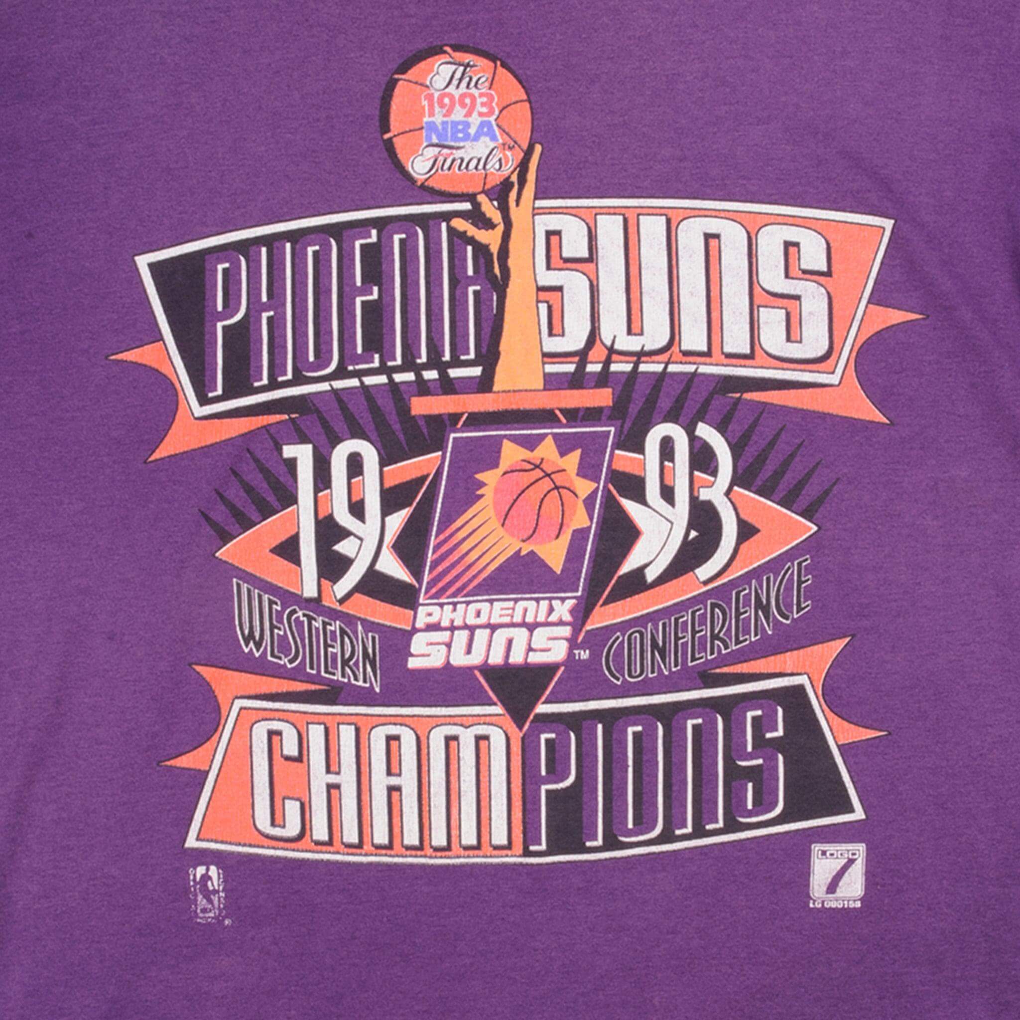 Vintage 1993 NBA Phoenix Suns Champions Tee Shirt Size XL With Single Stitch Sleeves. Made In USA