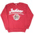 Full front view of red Indiana University of Pennsylvania crewneck sweatshirt