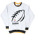 Full front view of gray Steelers sweatshirt with black, white and gold trim
