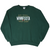 Full front view of dark green Minnesota Wild crewneck sweatshirt with embroidered chest graphic