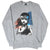 Full front view of gray Les Misérables sweatshirt with Cosette print