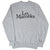 Back of gray sweatshirt with black Les Misérables logo print