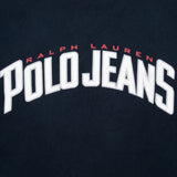 Vintage Ralph Lauren Polo Jeans Navy Blue Long Sleeve Tee Shirt 1990S Size XL Made In Usa