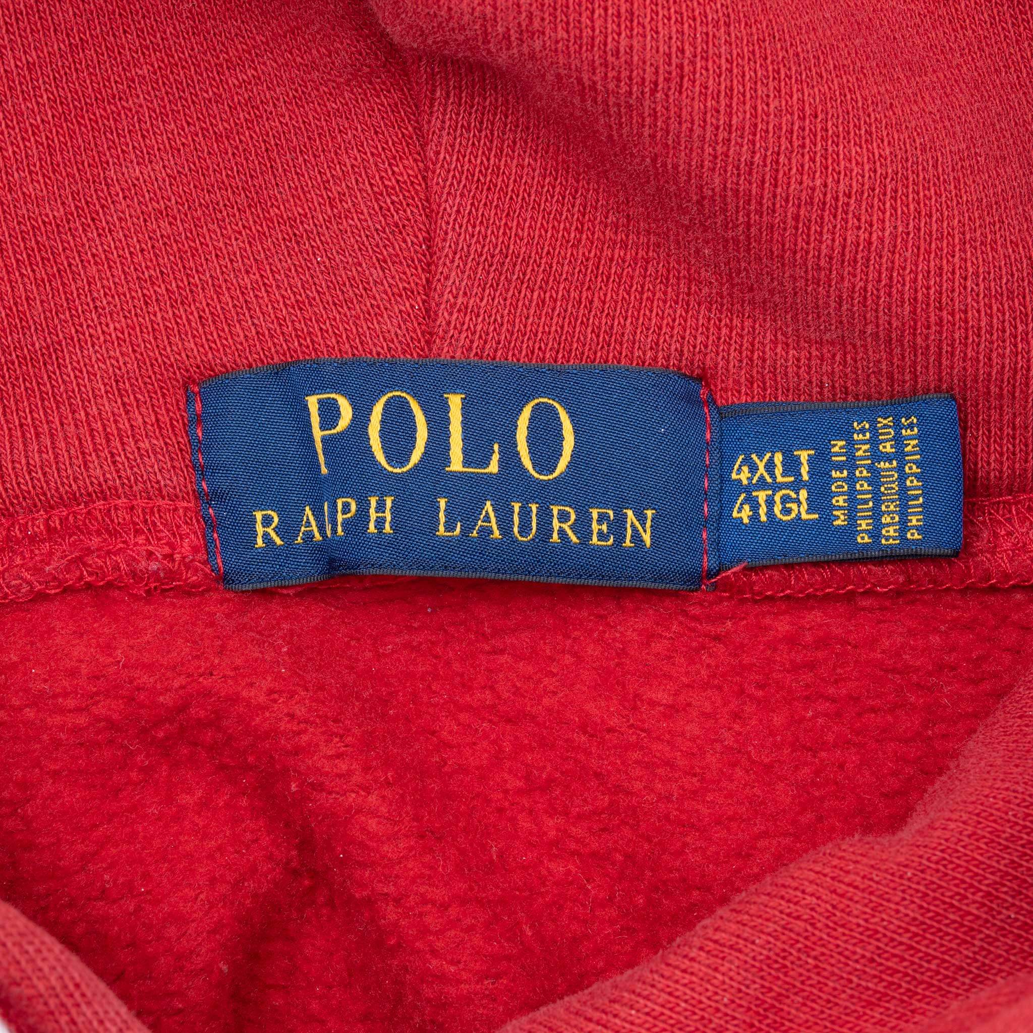 Vintage Polo Ralph Lauren Red Hoodie Sweatshirt Size 4XL