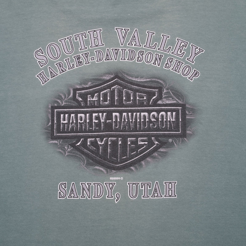 Vintage Harley Davidson Sandy Utah Sage Green Tee Shirt 2005 Size Large