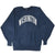 Full front view of navy Champion sweatshirt with white Washington lettering and ribbed trim