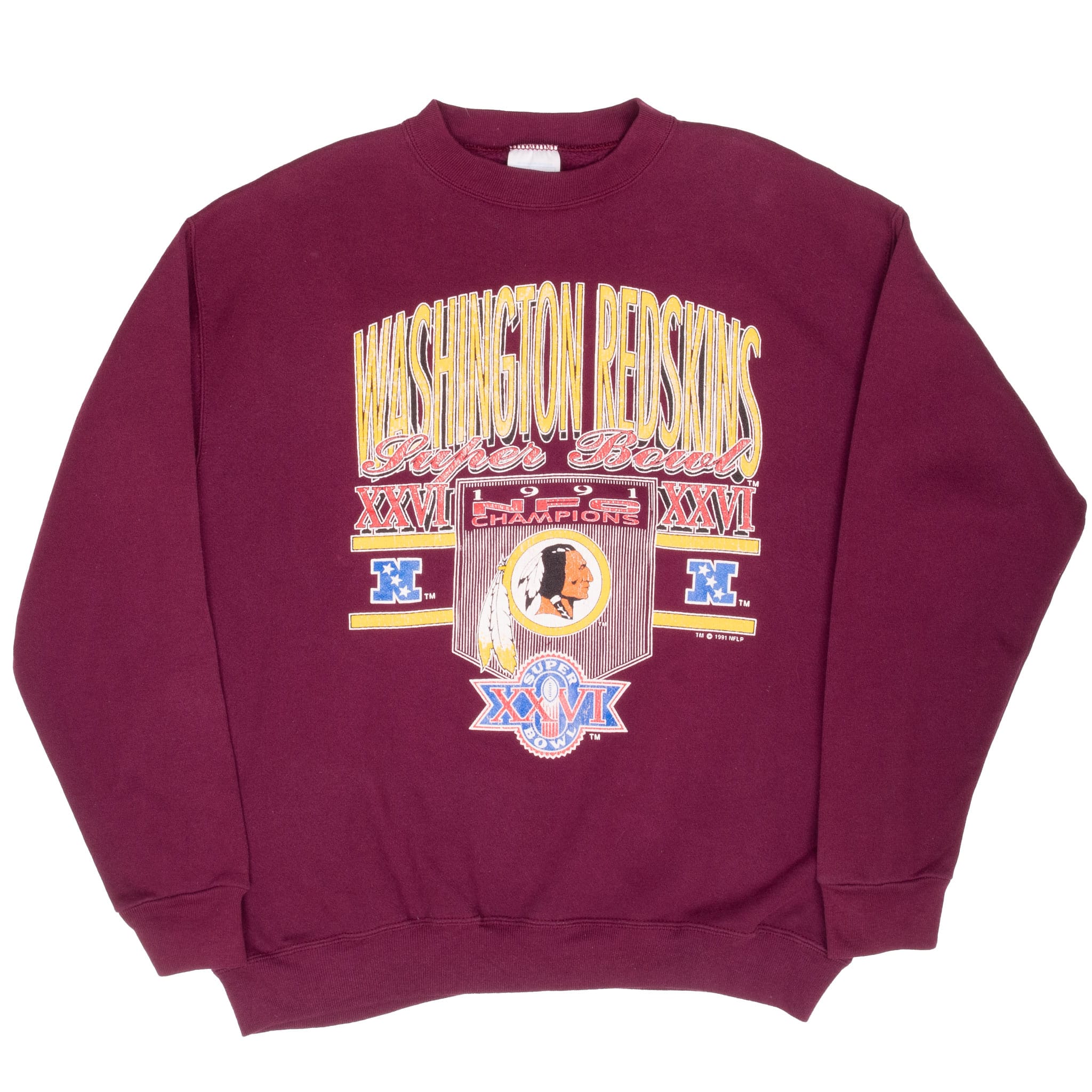 Vintage Nfl Washington Redskins Super Bowl Xxvi 1991 Sweatshirt Size Large Made In Usa