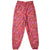 Front of Key Elements pants with red, purple, green and yellow geometric all-over print