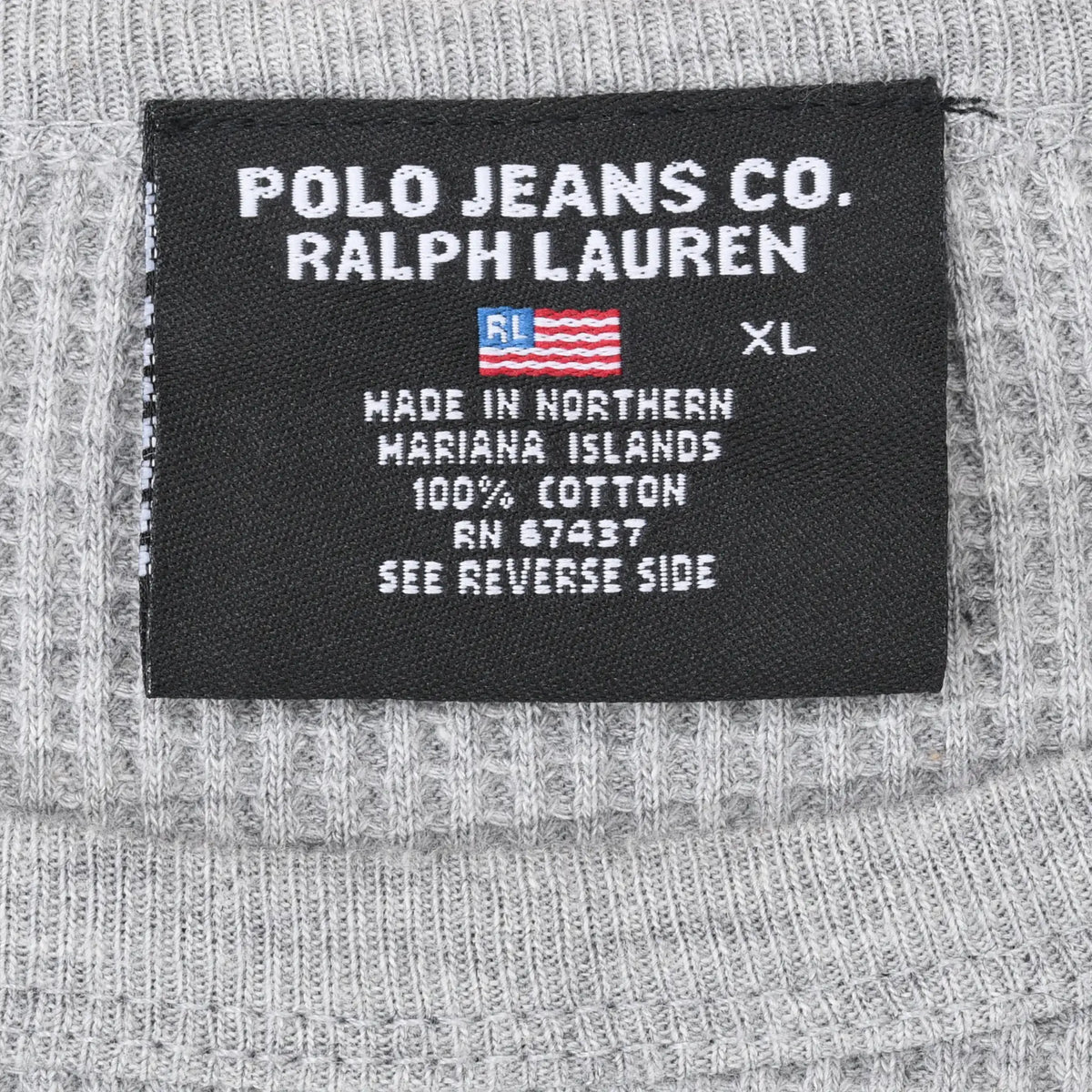 Polo Jeans Co. Ralph Lauren neck label showing XL and garment details